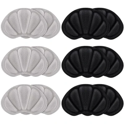 Immagine di 6 Paia Tallone Cuscino, Cuscini per Tallone, Cuscinetti Scarpe, Proteggi Scarpe Uomo Donne, Inserti Cuscino Sul Retro Del Troppo Grandi (Nero, Grigio)