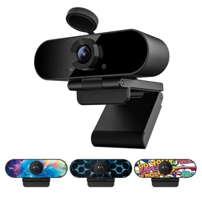 Immagine di Smilodon Webcam 1080P HD, Pro,con microfono, cover per la privacy, treppiede, conferenze, live streaming, registrazione, compatibile con Skype/Zoom/YouTube