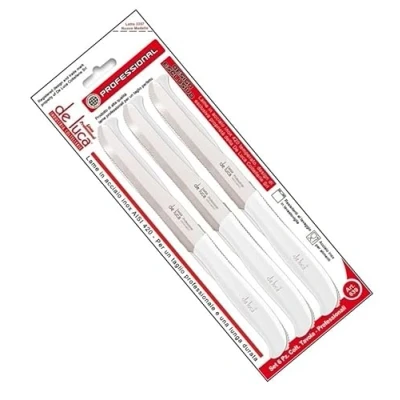 Immagine di DE LUCA Set di COLTELLI da TAVOLA 6 Pezzi Lama Inox Manico Bianco