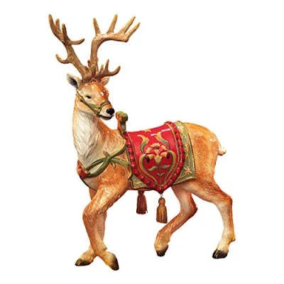 Immagine di Goebel Fitz &amp; Floyd 51 001 29 1 Statuetta di renna con nappe sulla sella, in gres, altezza 38 cm, colore: Rosso