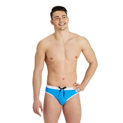Immagine di arena Fundamentals Borders Costume da Bagno Uomo, Slip Uomo Mare e Piscina ad Asciugatura Rapida, Tessuto MaxFit Resistente al Cloro Sale, Protezione UV UPF 50+