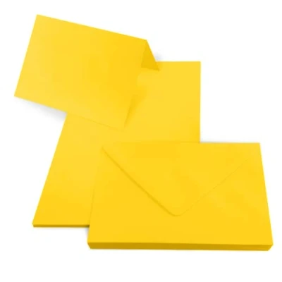Immagine di Netuno 25 biglietti bianchi con buste, formato DIN B6, colore giallo arcobaleno, + buste gialle, set di pieghevoli e carta busta