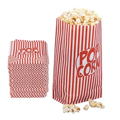 Immagine di Relaxdays 288x Sacchetti Pop Corn, Set da 288 Buste per Popcorn in Carta, Contenitore Box Porta Caramelle, Rosso Bianco