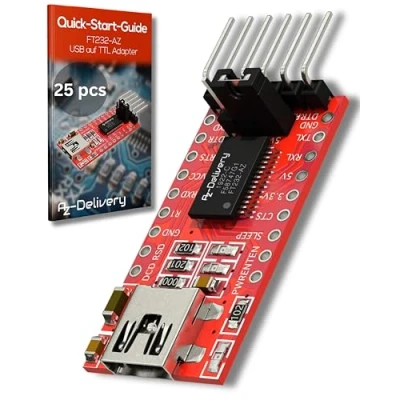 Immagine di AZDelivery 25 x Adattatore Seriale compatibile con FT232RL da USB a TTL per 3,3V E 5V Arduino incluso un Book!