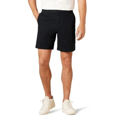 Immagine di Amazon Essentials Pantaloncini Chino Elasticizzati, Comodi e Aderenti da 18 cm Uomo, Nero, 36W