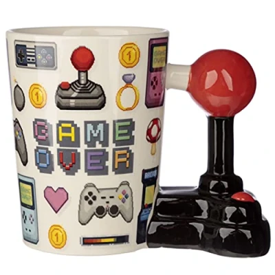 Immagine di Puckator SMUG190, Tazza con Manico a Forma di Joystick Pixelata Game Over