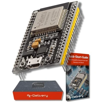 Immagine di AZDelivery Scheda di Sviluppo ESP32 NodeMCU WiFi CP2102 Compatibile con Arduino WROOM Dual Mode a 2,4 GHz e Bluetooth eBook Incluso