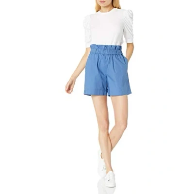 Immagine di The Drop Mariko Maglietta in Jersey Elasticizzato con Maniche a Sbuffo e Girocollo da Donna, Bianco, XL