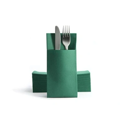 Immagine di Alvotex CHIC Airlaid 50 tovaglioli per posate, in tessuto, usa e getta, 39 x 40 cm, colore: verde