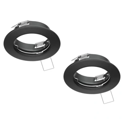 Immagine di ledscom.de 2 pezzi cornice da incasso a soffitto FERE, rotonda, nero opaco