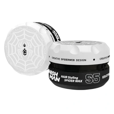 Immagine di Nishman Aqua Spider Wax 150 ML Forte tenuta, finitura lucida e styling flessibile per ogni tipo di capelli Umidità duratura cera facilmente lavabile (150 ml, S5 bianco cheratinato)