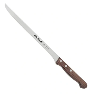 Immagine di Arcos Serie Atlantico Coltello Prosciutto Lama Acciaio Inossidabile Nitrum 245 mm Manico Legno Palissandro Colore Marrone