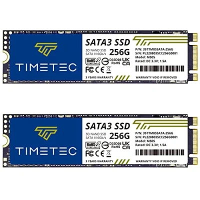 Immagine di Timetec SSD 3D NAND TLC SATA III 6Gb/s M.2 2280 NGFF 64TBW Read Speed Up to 520MB/s SLC Cache Performance Boost Internal Solid State Drive for PC Computer Laptop and Desktop (2x256GB)