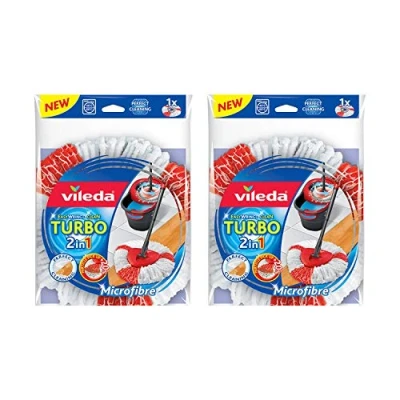 Immagine di Vileda Testina di ricambio del mocio, strizzamento semplice e pulizia turbo, 2 in 1, Microfibra, Red