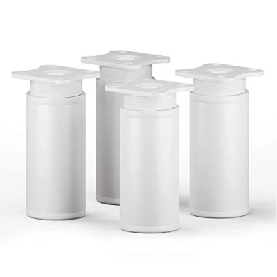 Immagine di sossai® Gambe per mobili MFR1 set di 4 regolabili in altezza Altezza: 80 mm (+20mm) Design: Bianca Forma rotonda: 40 x Viti inclusi