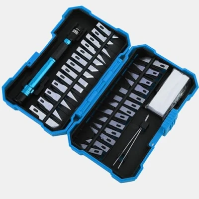 Immagine di 29 Pezzi Coltelli Di Precisione, Coltello a Bisturi Premium Set Da Intaglio Artistici Precisione Per Hobby, Taglierino Scultura Mestiere Fai Te