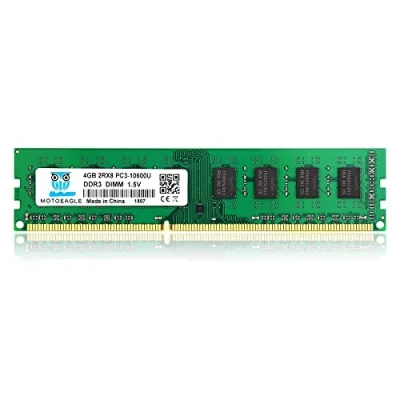 Immagine di Motoeagle Memoria da 4 GB DDR3 1333 PC3 10600U DIMM Unbuffered Non ECC 1.5 V CL9 2Rx8 240 pin