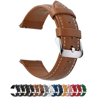 Immagine di Fullmosa Cinturino 24mm per Orologio, Axus Cinturini in Pelle, Smartwatch Compatible con Fossil Q Nate Hybrid，Marrone Scuro