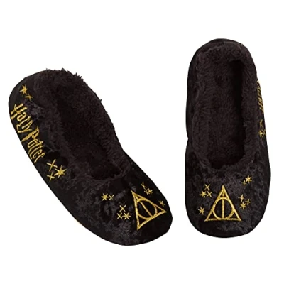 Immagine di Harry Potter Pantofole per donne ragazze Doni della Morte Slip On Ballet Pump Slipper calzini, Nero , 40 EU