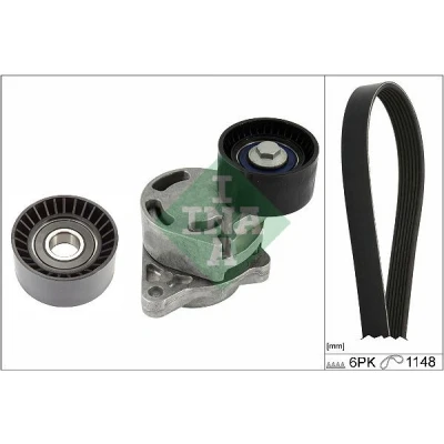 Immagine di INA 529 0407 10 Kit cinghie Poly V Controllare corsa libera generatore ed ev. sostituire RENAULT: MASTER 2 Kasten, TRAFIC Bus