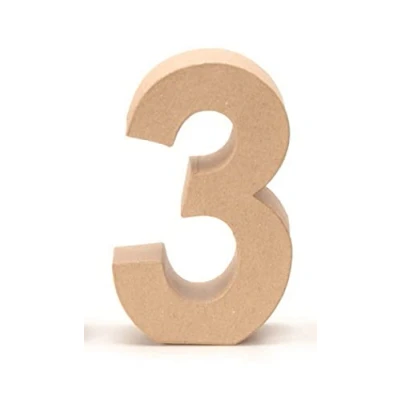 Immagine di GLOREX 6 2029 133 Papp Numero 3 in cartone marrone, dimensioni circa 17,5 x 5,5 cm, da dipingere e incollare, per tovaglioli decorazioni decorative, ideale come decorazione