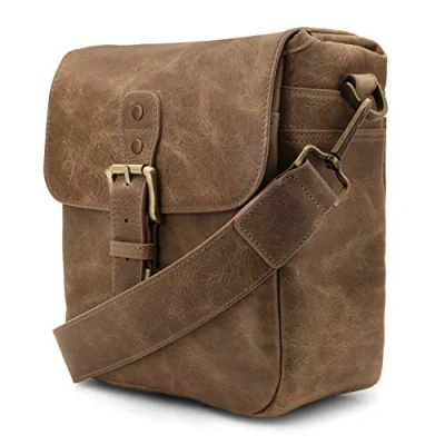 Immagine di MegaGear Torres Mini borsa per fotocamera, in vera pelle, fotocamere DSLR e DSLR, colore: Menta
