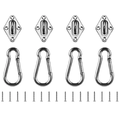 Immagine di HOMPER 4 Pezzi Placca Occhiello in Acciaio Inossidabile 304 Oblungo Piastre ad Inox e Moschettoni per Hardware Marino Fissaggio