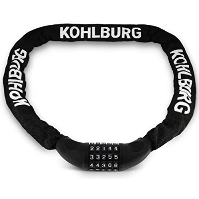 Immagine di KOHLBURG lucchetto a combinazione molto lungo, 115 cm di lunghezza e 6 mm spessore con codice numerico catena numerica sicurezza per bicicletta