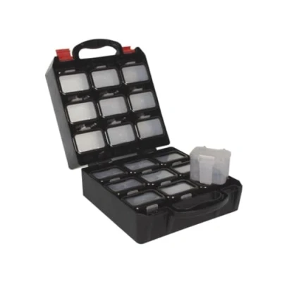 Immagine di Perel OBB1 Cassetta portautensili in plastica con 18 inserti a clip per cintura
