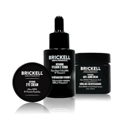 Immagine di Brickell Men&#039;s Advanced Anti Aging Routine, crema viso notte, vitamina C e siero C, naturale biologico, profumato