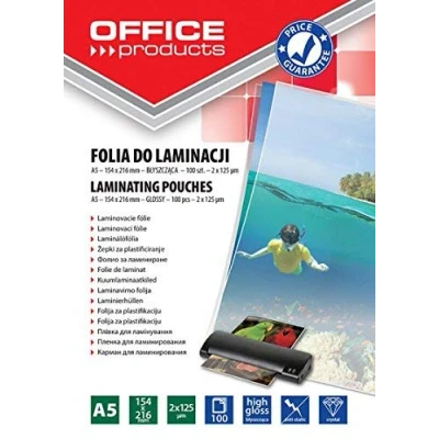 Immagine di Office Products, Pouches di plastificazione, Pellicola laminazione, a5, 2x125 mic, lucida, 100 pezzi, trasparente (A5, 100 Pezzo/i, 125 µm)