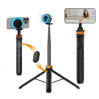Immagine di Bastone Selfie Magnetico, K&amp;F Concept Treppiede Smartphone, Stick 162cm MS19 con Telecomando Bluetooth, Mini Cellulare, Compatibile iPhone 15/14/13/12/SE, Anello Magnetico