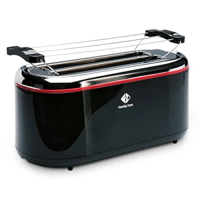 Immagine di Family Care Tostapane a Doppia Fessura Lunga 1300W 2 Lunghe Fette di Pane, 3 Funzioni, Supporto per Brioche, 7 Livelli Tostatura, Corpo in Acciaio Inossidabile