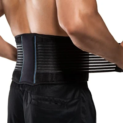 Immagine di BraceUP Fascia Lombare Supporto Schiena Uomini e Donne Pancera Contenitiva Uomo Donna, Busto Ortopedico con Doppi Cinturini Regolabili (L/XL 90 110 cm)