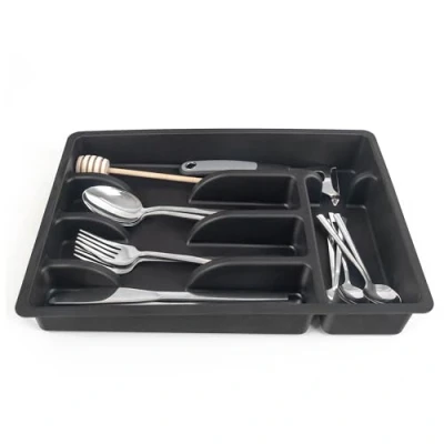Immagine di KADAX Cassetto per posate, sistema di organizzazione cassetto, robusto organizer cassetti, divisore funzionale portaposate (nero)