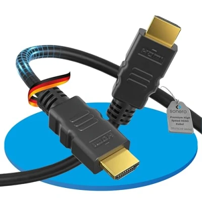 Immagine di sonero PHC000 030 Premium Certificato cavo HDMI ad alta velocità con Ethernet, Connettori Placcati Oro (4 K UltraHD, 3d Full HD, 18 Gbps Band with, HDR High Dynamic Range), 3,0m