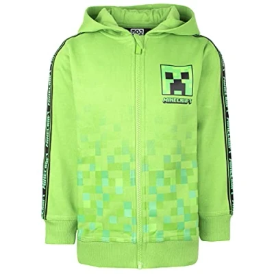 Immagine di Minecraft Abbigliamento Felpa con Cappuccio Zip Up Green Creeper Pixel 5/6 Anni