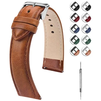 Immagine di Cinturino in Pelle 18mm per Orologio, Fullmosa Axus Smartwatch Compatible con Fossil/Huawei Watch/Garmin/Fossil/Asus Zenwatch/LG Watch Style/Withings/Ticwatch, Marrone Albero