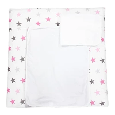 Immagine di TupTam Materassino Fasciatoio con 2 Coperture in Spugna, Stelle Rosa/Grigio, 76 x cm