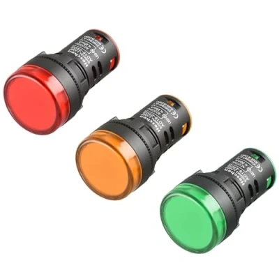 Immagine di Heschen 22 mm LED spia AD16 22D/s 24 VDC 20 mA rosso verde colore giallo chiaro 3 pezzi