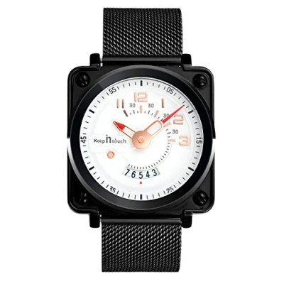 Immagine di SUPBRO Orologio da Uomo Acciaio Inossidabile Impermeabile quadrato Analogico al Quarzo Casual Orologi Polso con Cinturino in Maglia