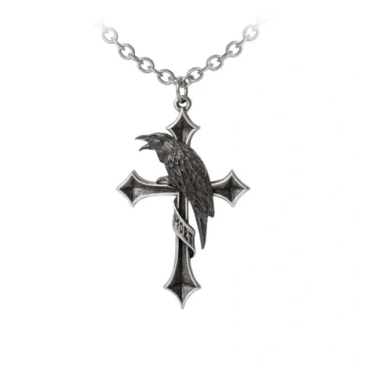 Immagine di Alchemy Gothic Crux Corvis Pendant Unisex Collana Colore Argento Peltro