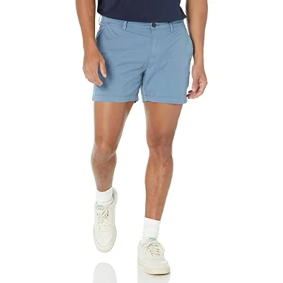 Immagine di Amazon Essentials Pantaloncini Chino Elasticizzati Comodi Senza Pinces 13 cm Slim (in precedenza Goodthreads) Uomo, Blu, 28W