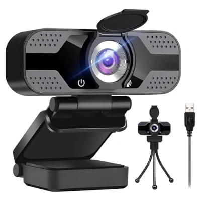 Immagine di IFaca 1080P Webcam PC with Dual Microphone,30FPS Full HD USB Webcam,Upgraded Autofocus, Light Correction,Noise Cancellation,Privacy Shutter and Tripod, Camera for Video Calling, Conference Studio