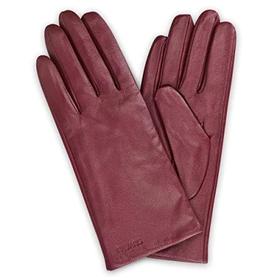 Immagine di Navaris Guanti Capacitivi Touch screen in Pelle da Donna con Imbottitura Cashmere Nappa Display Smart phone tablet Bordeaux S