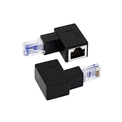 Immagine di RIIEYOCA Adattatore Ethernet ad Angolo Basso, Connettore RJ45 da 90 Gradi Maschio a Femmina di rete LAN Cat6 per Computer, Laptop, Router (confezione 2) (D)