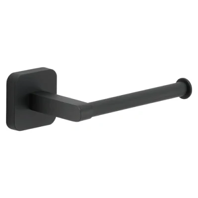 Immagine di GEDY Porta Carta Igienica Tonga, Rotolo in Acciaio Inox e Cromall, Fissabile con Viti Incluse o Biadesivo, Nero Matt, 14,3x6,9x4,7cm