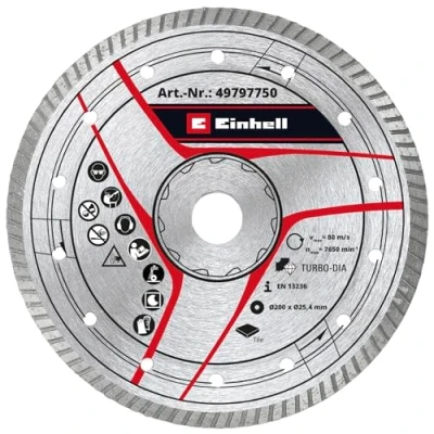 Immagine di kwb by Einhell Disco da taglio diamantato 200 x 25,4 mm, accessorio tagliapiastrelle (Ø bordo 8 max. 7640 min 1, adatto per macchine piastrelle