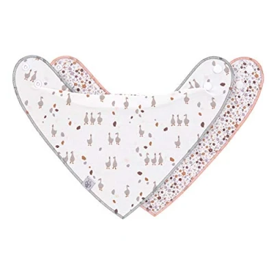Immagine di LÄSSIG Bavaglino Sciarpa Triangolo Set di sciarpe per bambini piccoli (2 pezzi) reversibile con bottoni a pressione in cotone organico/Baby Bandana Tiny Farmer Goose