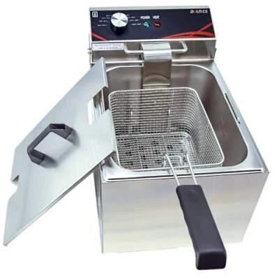Immagine di DULNICE Friggitrice Professionale elettrica 8L grassa profonda commerciale con cestello e coperchio, da banco in acciaio inox di grande capacità 3000W